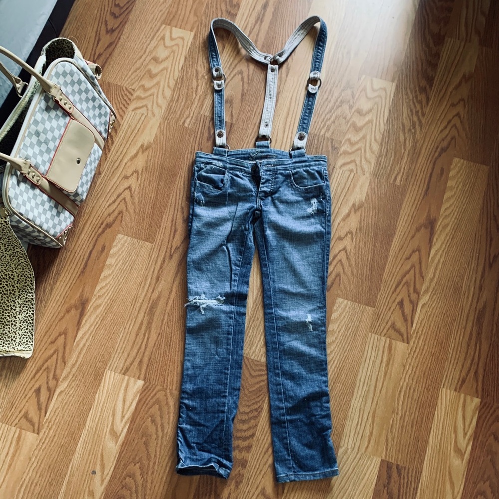 Frankie B Denim Suspenders Overalls Size 0 Vintage 2000s Rare Find